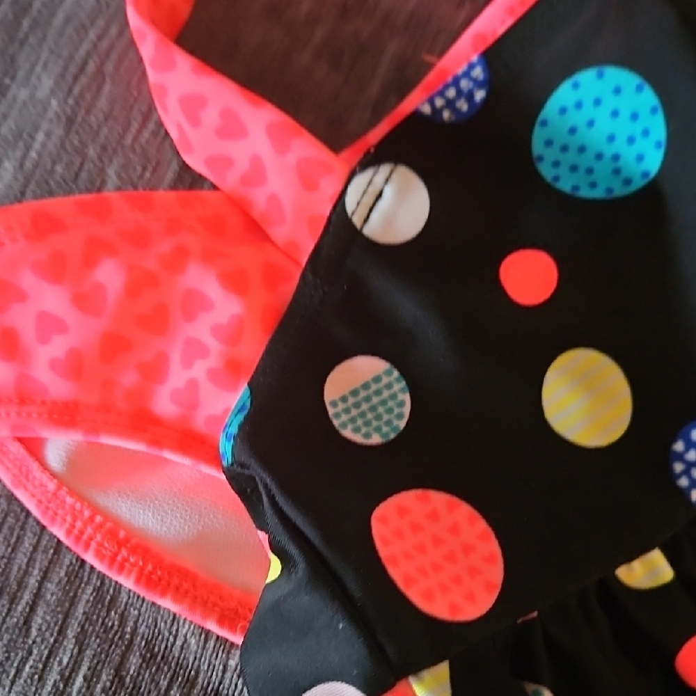 Cat & Jack Black and Orange Polka Dot Bikini - Picture 7 of 9